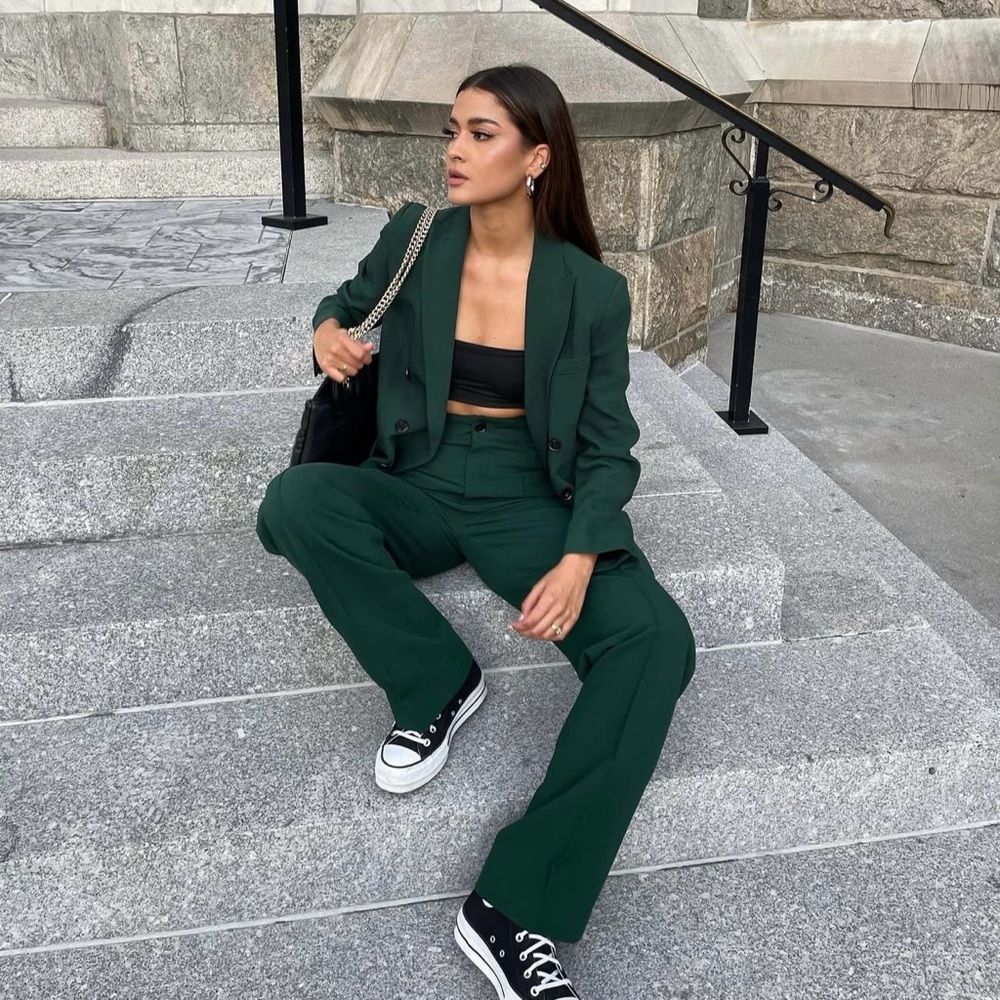 Zara Green Tailored Double Breasted Blazer - Picture 5 of 9